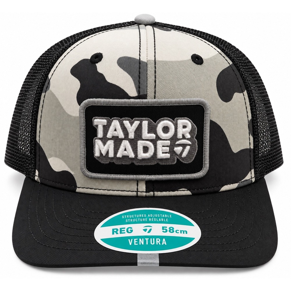 TaylorMade Retro Trucker Golf Hat Golf Cap Grey Camo Mesh Snapback Adjustable